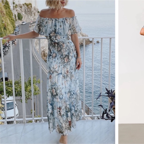 Baltic Born Floral Off-Shoulder Dress - Blue and Pink - Picture 7 of 8